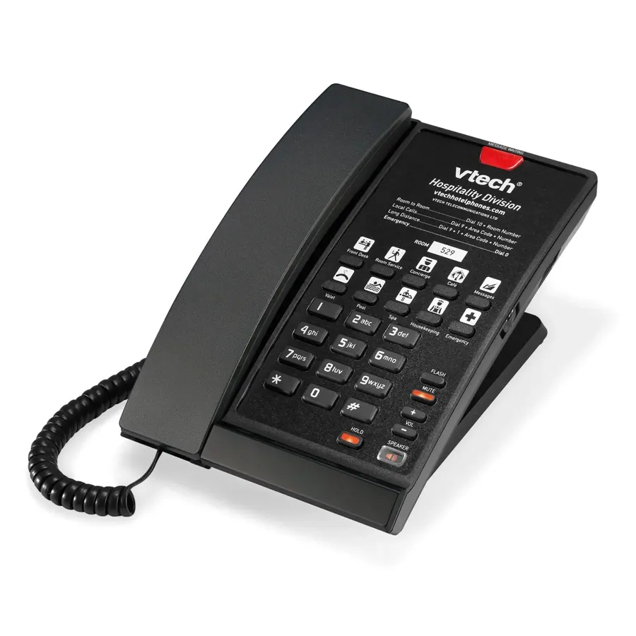 A2210 1-Line Contemporary Analog Corded Phone - Matte Black
