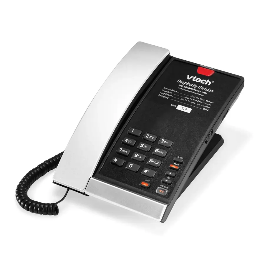 A2210 1-Line Contemporary Analog Corded Phone - Silver & Black