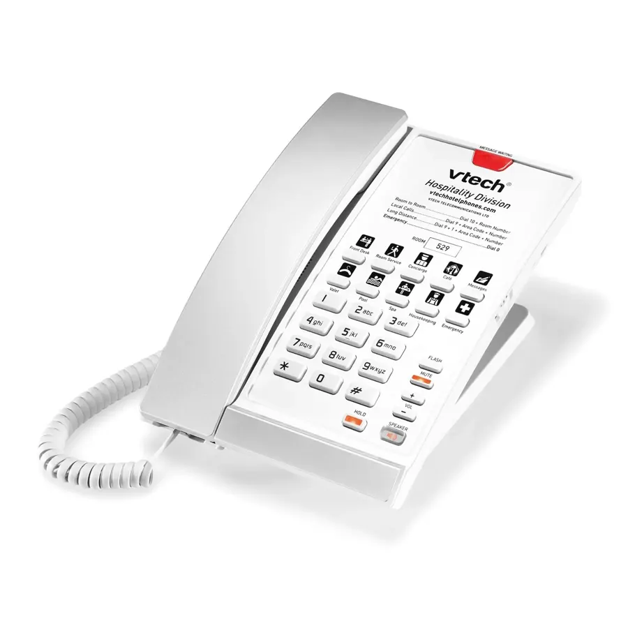 A2210 1-Line Contemporary Analog Corded Phone - Silver & Pearl
