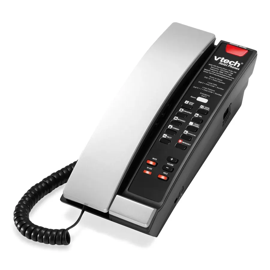 A2211 1-Line Contemporary Analog Petite Phone - Silver & Black