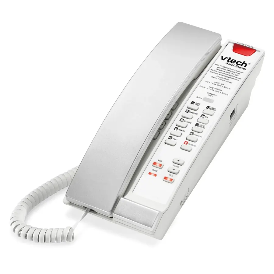 A2211 1-Line Contemporary Analog Petite Phone - Silver & Pearl