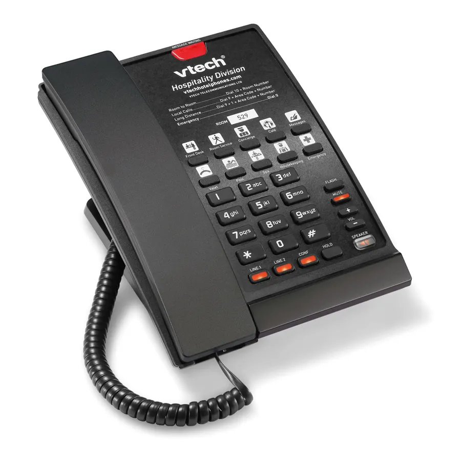 A2220 2-Line Contemporary Analog Corded Phone - Matte Black