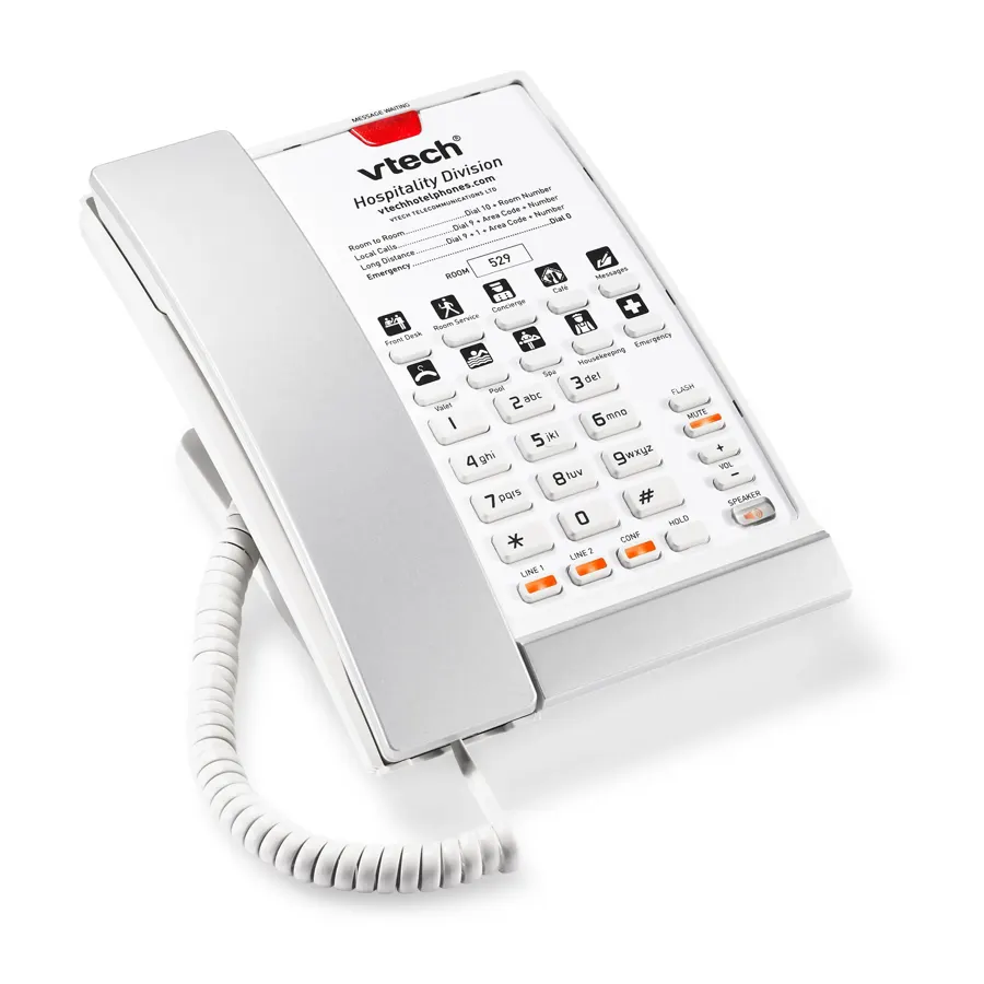 A2220 2-Line Contemporary Analog Corded Phone - Silver & Pearl