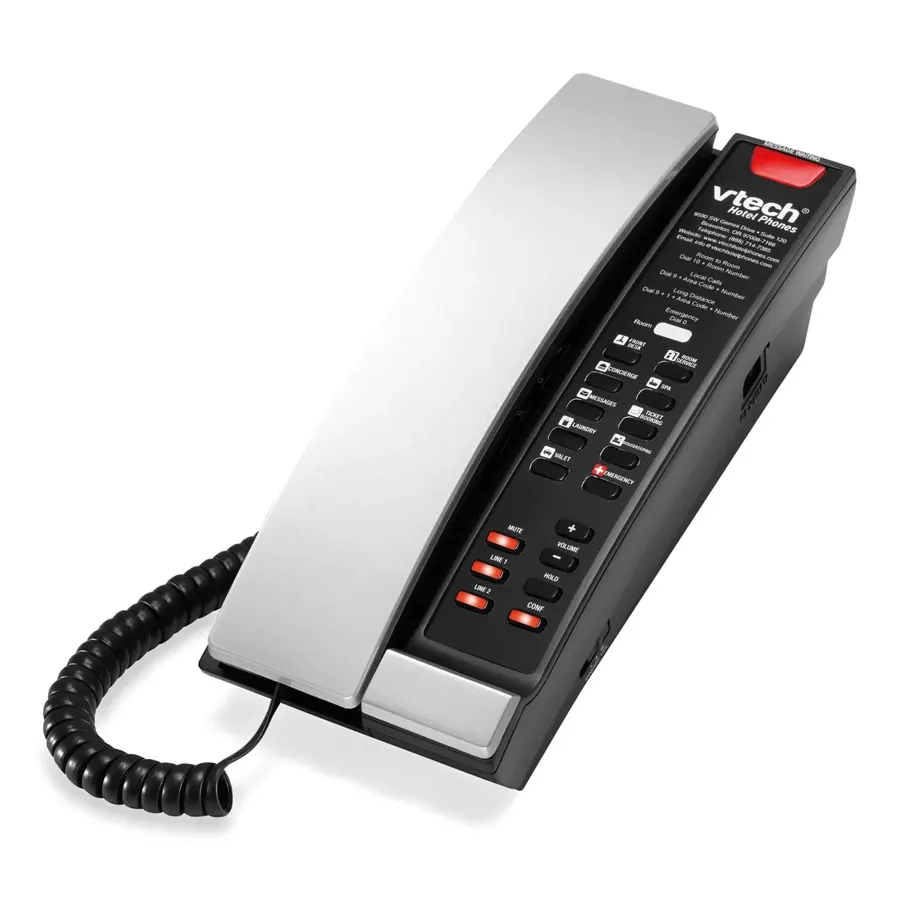 A2221 2-Line Contemporary Analog Petite Phone - Silver & Black