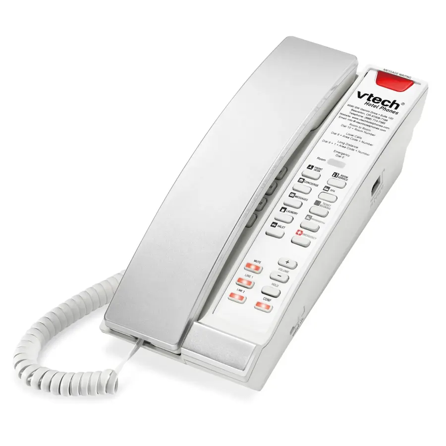 A2221 2-Line Contemporary Analog Petite Phone - Silver & Pearl