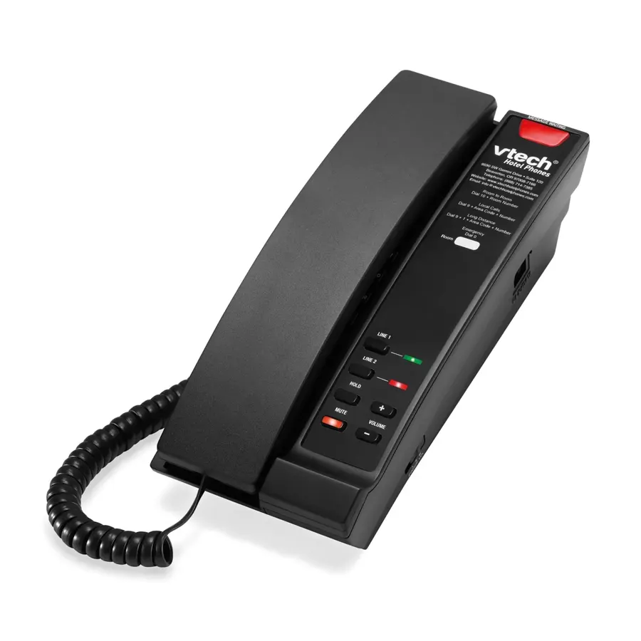 A2321 2-Line Contemporary Analog Corded TrimStyle Phone - Matte Black