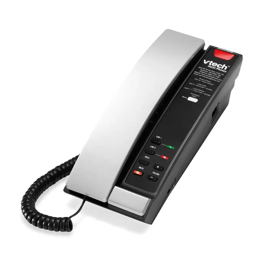 A2321 2-Line Contemporary Analog Corded TrimStyle Phone - Silver & Black