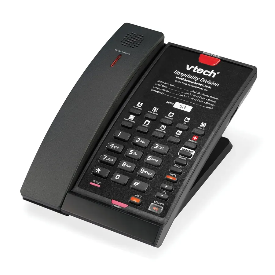 CTM-A2411-BATT 1-Line Contemporary Analog Cordless Phone with Battery Backup - Matte Black