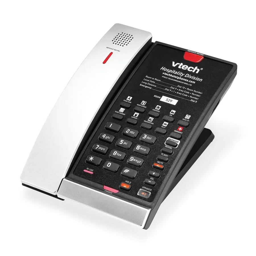 CTM-A2411-BATT 1-Line Contemporary Analog Cordless Phone with Battery Backup - Silver & Black