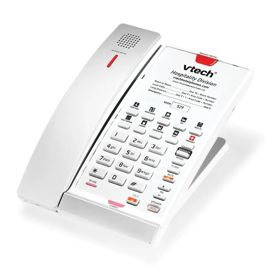 CTM-A2411-BATT 1-Line Contemporary Analog Cordless Phone with Battery Backup - Silver & Pearl