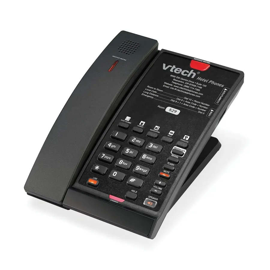 CTM-S2412 1-Line Contemporary SIP Cordless Phone - Matte Black