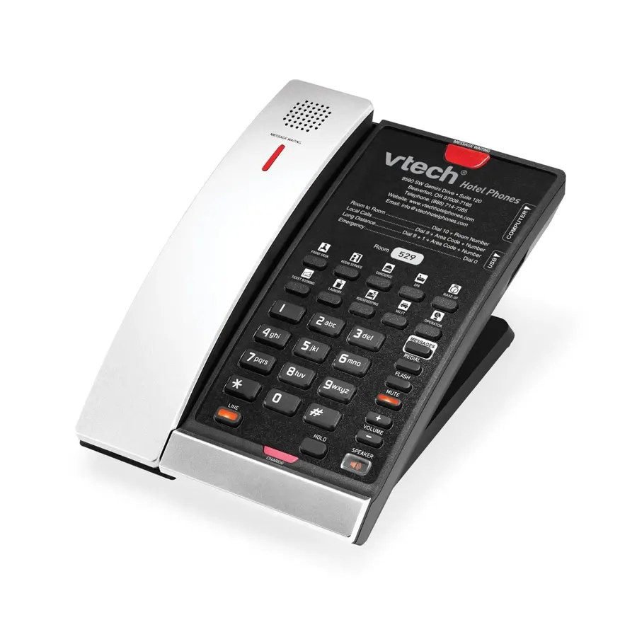 CTM-S2412 1-Line Contemporary SIP Cordless Phone - Silver & Black