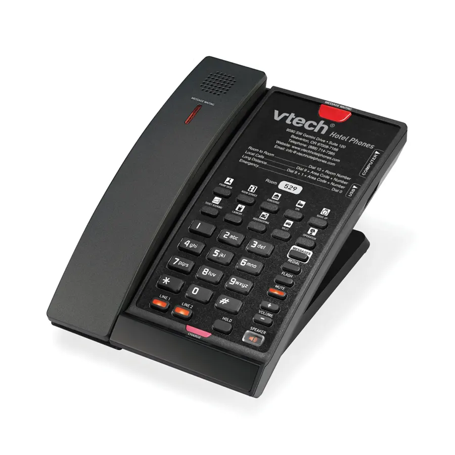 CTM-S2422 2-Line Contemporary SIP Cordless Phone - Matte Black