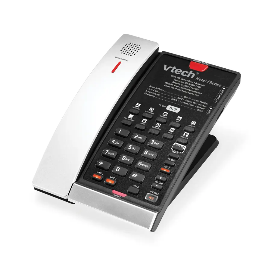 CTM-S2422 2-Line Contemporary SIP Cordless Phone - Silver & Black