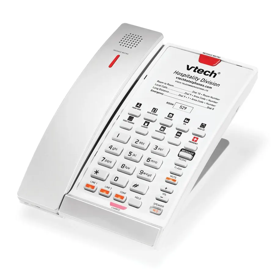CTM-S2422 2-Line Contemporary SIP Cordless Phone - Silver & Pearl