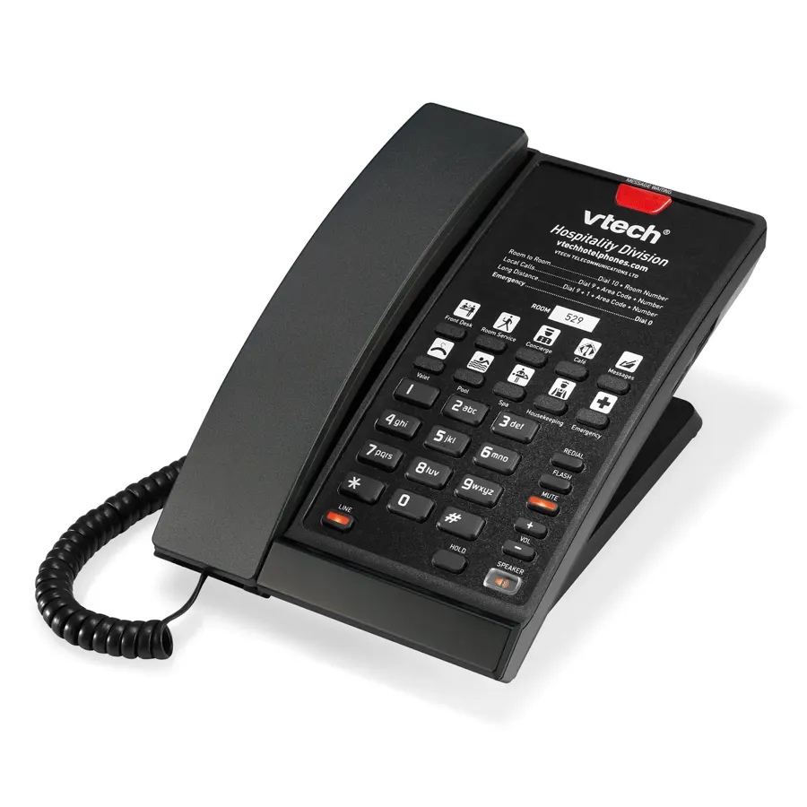 S2210-X 1-Line SIP Contemporary Corded Hotel Telephone - Matte Black