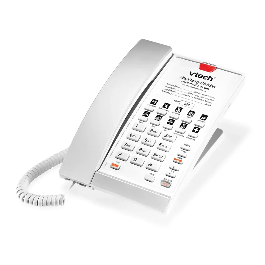 S2210-X 1-Line SIP Contemporary Corded Hotel Telephone - Silver & Pearl