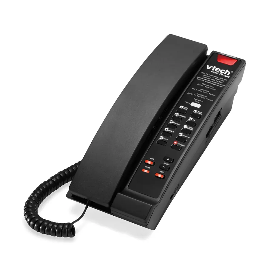 S2211-X 1-Line Contemporary SIP Petite Hotel Telephone - Matte Black