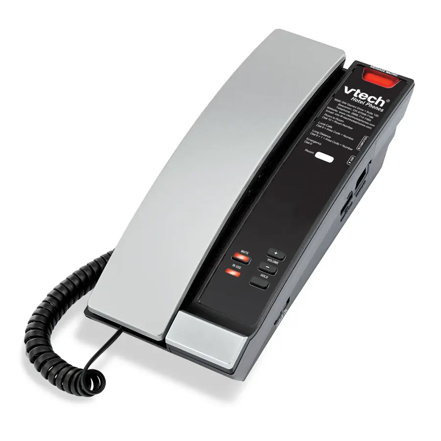 S2211-X 1-Line Contemporary SIP Petite Hotel Telephone - Silver & Black