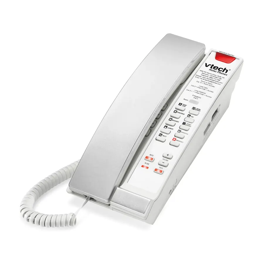 S2211-X 1-Line Contemporary SIP Petite Hotel Telephone - Silver & Pearl
